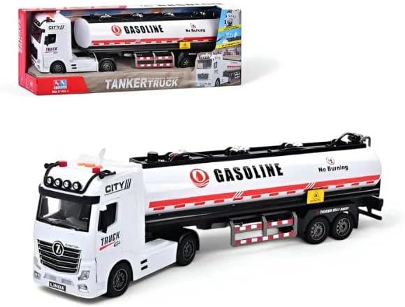 Fuel Tanker Truck Toy for Kids – Realistic Gasoline Transport Vehicle with Pull Back Action, Lights & Sounds | Educational Vehicle Toy