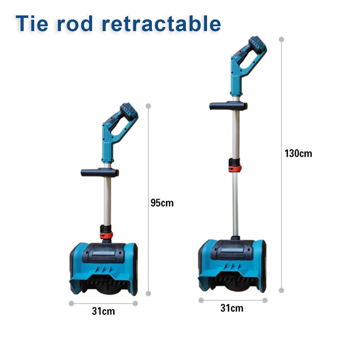 Pala da Neve Elettrica Portatile con Batteria al Litio Senza Fili, Larghezza di Pulizia 31 Cm Pala da Neve per Pulizia Rapida, Manico Regolabile 21 V/3,0 Ah per Patio Comunitario