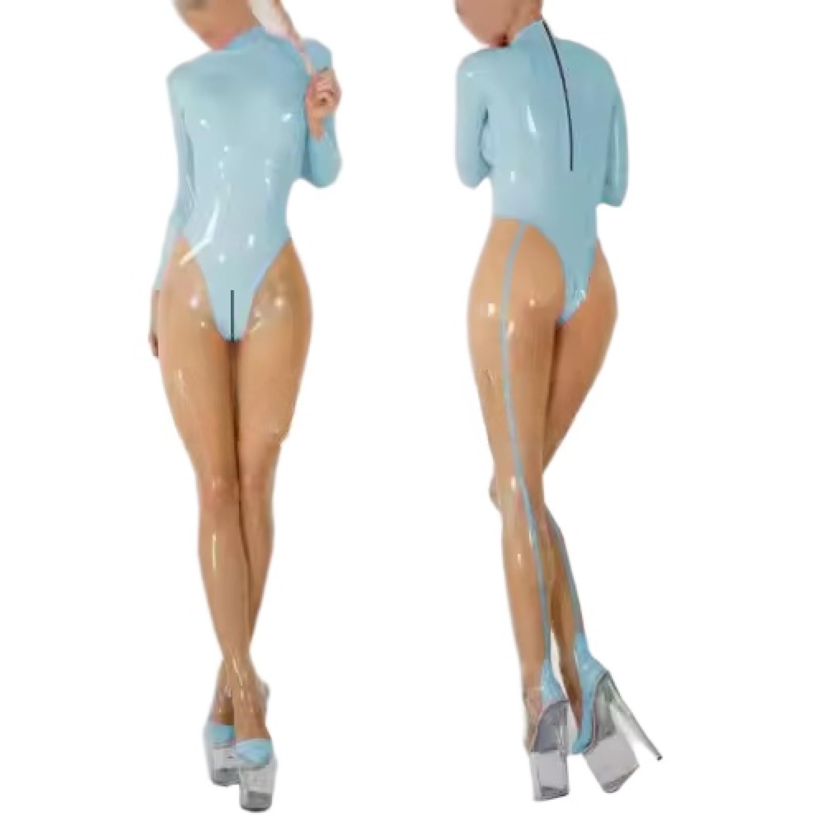 Latex Gummi Damen Bodysuit Strumpfhosen Catsuit