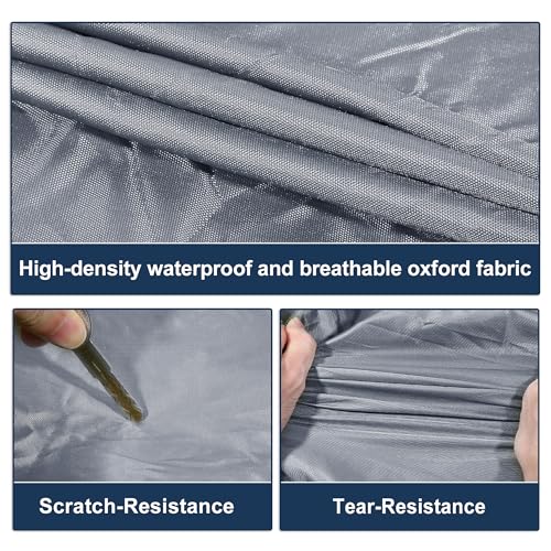 Image of Car Cover Waterproof All Weather with Driver Door Zipper for Jeep Wrangler JK JL 4 Door 2007-2021 / Full Exterior Cover /Durable 210D Oxford Cloth / 1Pcs Gray