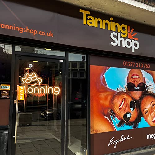 Image of Tanning Neon Signs for Wall Decor Neon Lights for Bedroom Led Business Signs Suitable for Tanning Shop Christmas Birthday Party Unique for Lover, 5V Power Adapter, 16 * 10 Inch(Warm White)