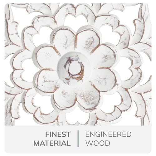 Image of JFY Designs Cordelia Hand Carved Wood Medallion Wall Panels Bedroom Decor