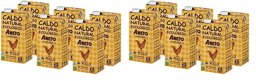 Aneto 100% Natural - Caldo de Pollo Ecológico - caja de 6 unidades de 1L (Paquete de 2)