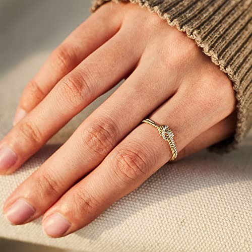 STORYJEWELLERY 925 Sterling Silver Two Tone Knot Ring, Gold and Silver Mixed Metal Rings for Women, Friendship Gifts for Women2