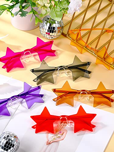 Dunzy 20 Pairs Colorful Star Sunglasses Bulk Transparent Rimless Star Glasses for Graduation Party Favors4
