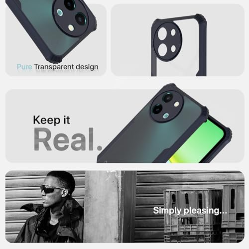Image of Pikkme Vivo Y38 5G Back Cover | Crystal Clear Transparent Back | Ultra Hyrbid | Full Camera Protection | Raised Edge | Bumper Back Case (Blue)