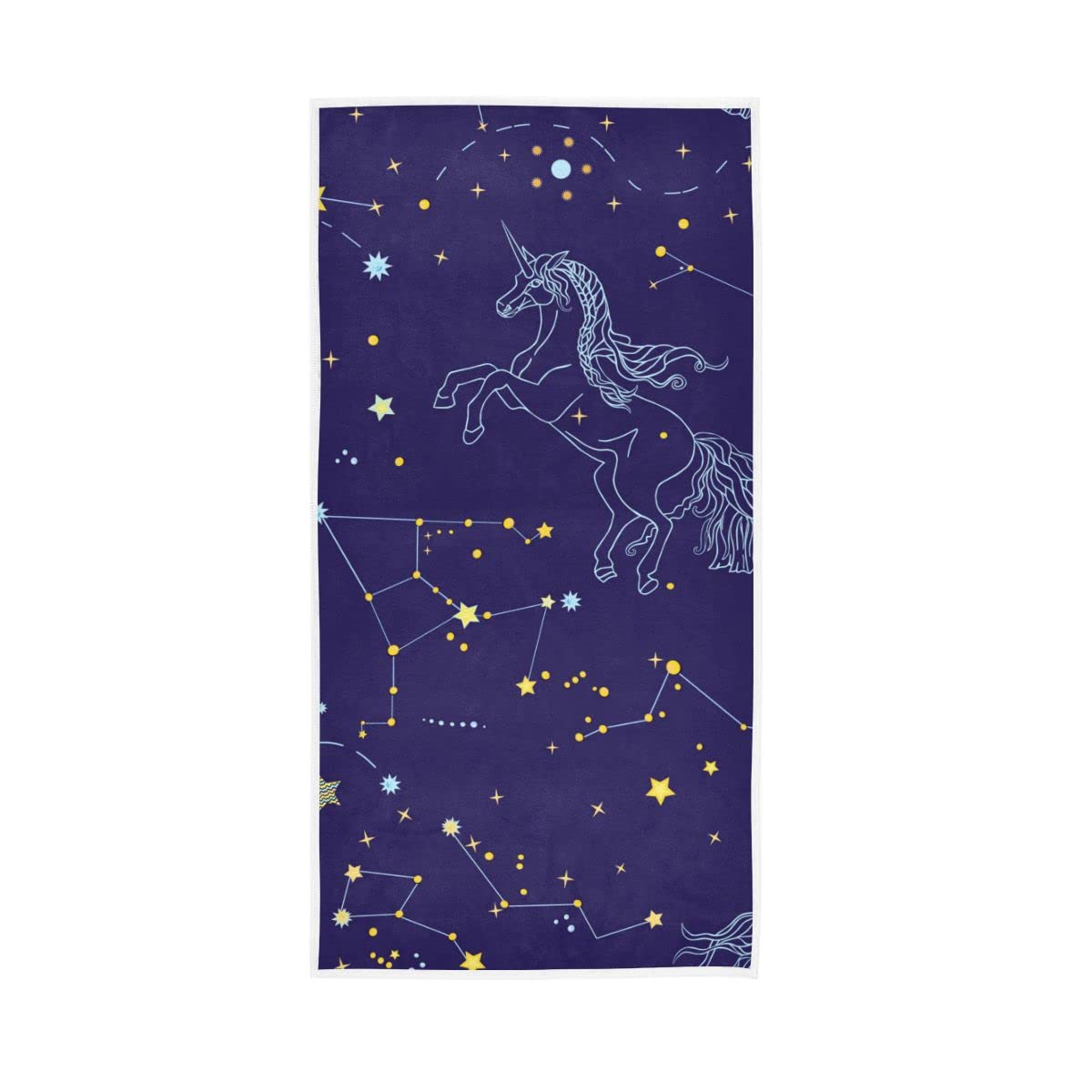 LSRCPD Romantic Unicorns Blue Galaxy Soft Large Hand Towels Bath Towel Multipurpose for Bathroom Hotel Gym Spa 30"x15"