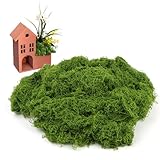 Opvixi Fake Moss for Plants Indoor, 5.3 oz Artificial Moss for Crafts, Green Faux Decor for Fairy Garden, Indoor Outdoor Potted Plants, DIY Decorative, Wedding Party Decor, Walls