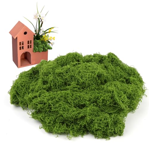 Opvixi Fake Moss for Plants Indoor, 5.3 oz Artificial Moss for Crafts, Green Faux Decor for Fairy Garden, Indoor Outdoor Potted Plants, DIY Decorative, Wedding Party Decor, Walls