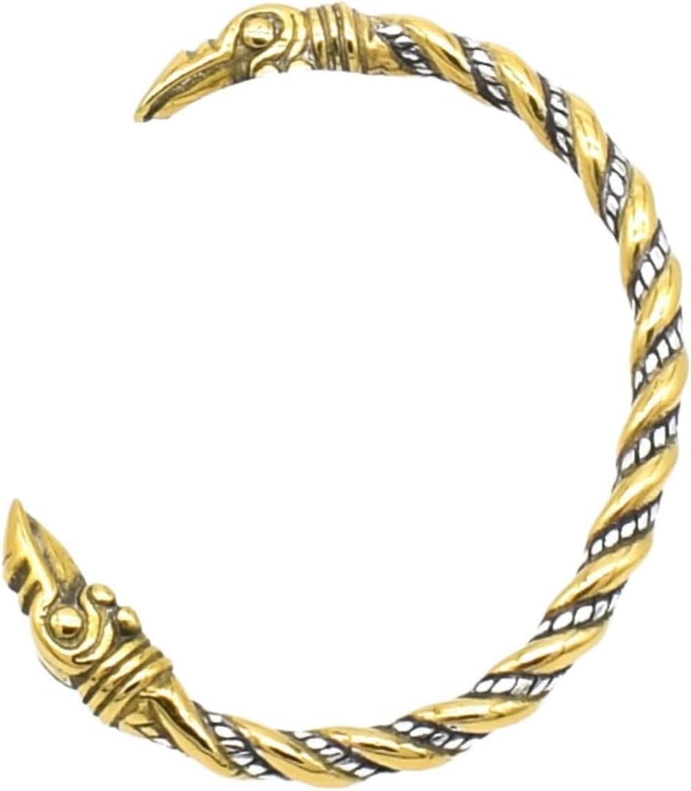 Men's Viking Bracelet Odin's Raven Heads Ragnar Arm Cuff Bangle Norse Torc Pagan Jewelry