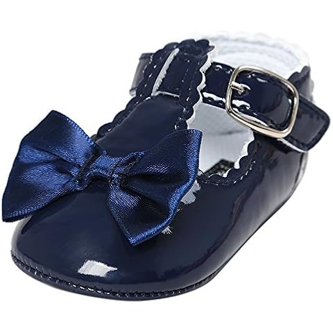 Pretty Cute! Girls Shoes, Deloito Newborn Infant Baby Bowknot Princess Soft Sole Shoes Toddler Sneakers Casual Shoes First Walking Shoes (Navy,12(UK:2) Age:6-12M) Cover