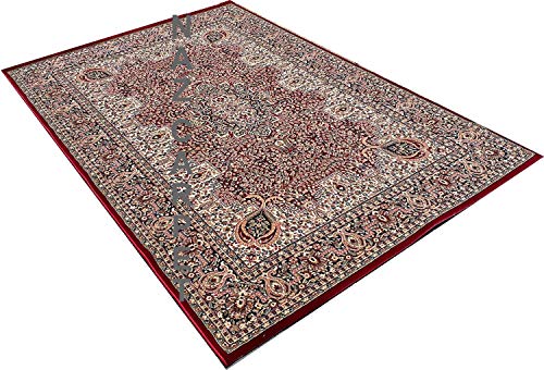 Image of Kashmiri Traditional Woollen Carpet with Advanced 1 Inch Thickness & Classical Look 180x275cm (6x9 Feet) Color Maroon