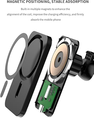KAPAN Cargador de coche inalámbrico magnético de 15 W, cargador de coche inalámbrico compatible con iPhone 121314 ProPro Maxmini14 Plus, Samsung