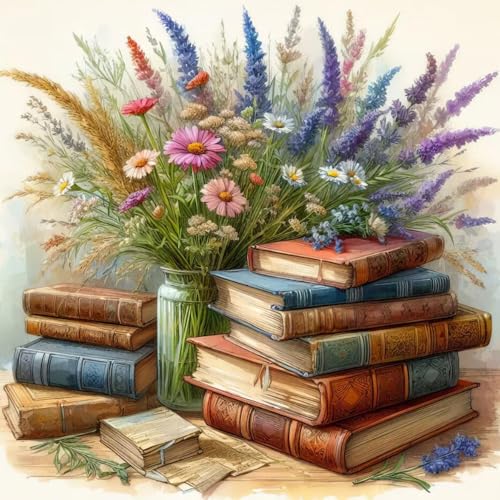 Image of Huacan Cross Stitch Kits Stamped Flowers Full Range 11CT DIY Landscape Embroidery Kit for Adults Beginners 16 x 16 in