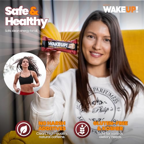 Image of WAKE UP! Caffeinated Cinnamon Crunch Energy Bars - 350mg Caffeine Per Bar (3 Espressos) - Coffee Alternative for Extreme Energy & Focus - Vegetarian, Gluten-Free, Kosher - 6 Pack
