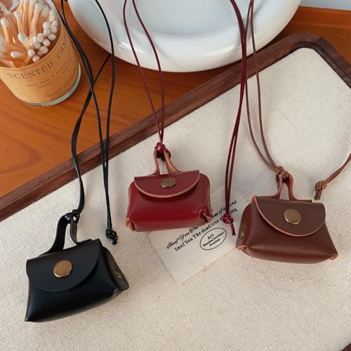 Elegant Leather Necklace with Coin Purse Pendant for Women Long Sweater Chain Headphone Bag Charm Neckchain Accessory3