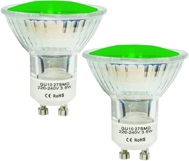 JQslight Gu10 LED Light Bulb Colour Green, 4W GU10 LED Light Bulbs for Spotlight Bulbs, Recessed Ceiling Light, Ambient Mood Decorative Festive Lighting Pack of 2