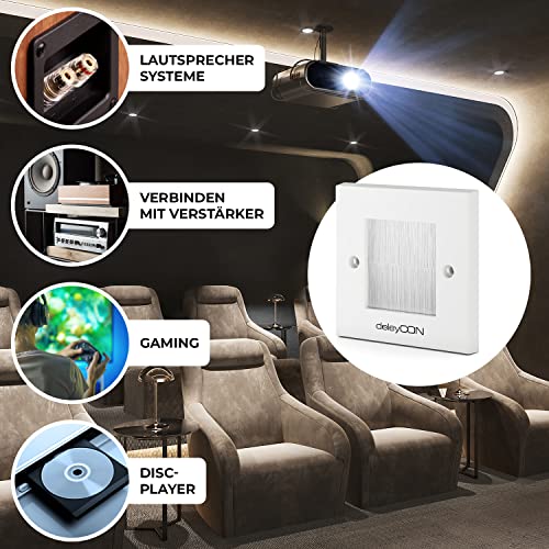 deleyCON 2x Multimedia Wanddose Anschlussdose Kabeldurchführung Kabel Blende Abdeckung Unterputzdose Kabeldurchlass Wandplatte mit Brush-Borsten für Multimedia Kabel