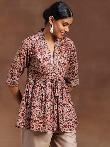 Image of Libas Printed Cotton A-Line Kurti for Women