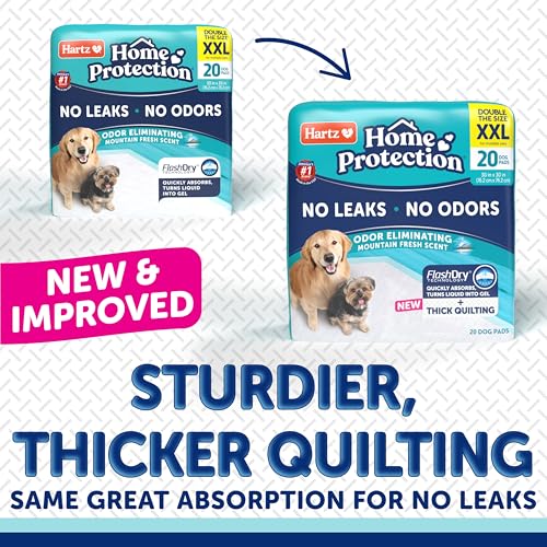 Image of Hartz Home Protection Super Absorbent Odor Eliminating Mountain Fresh Scented No Leak Dog Pads, XXL 20 Count