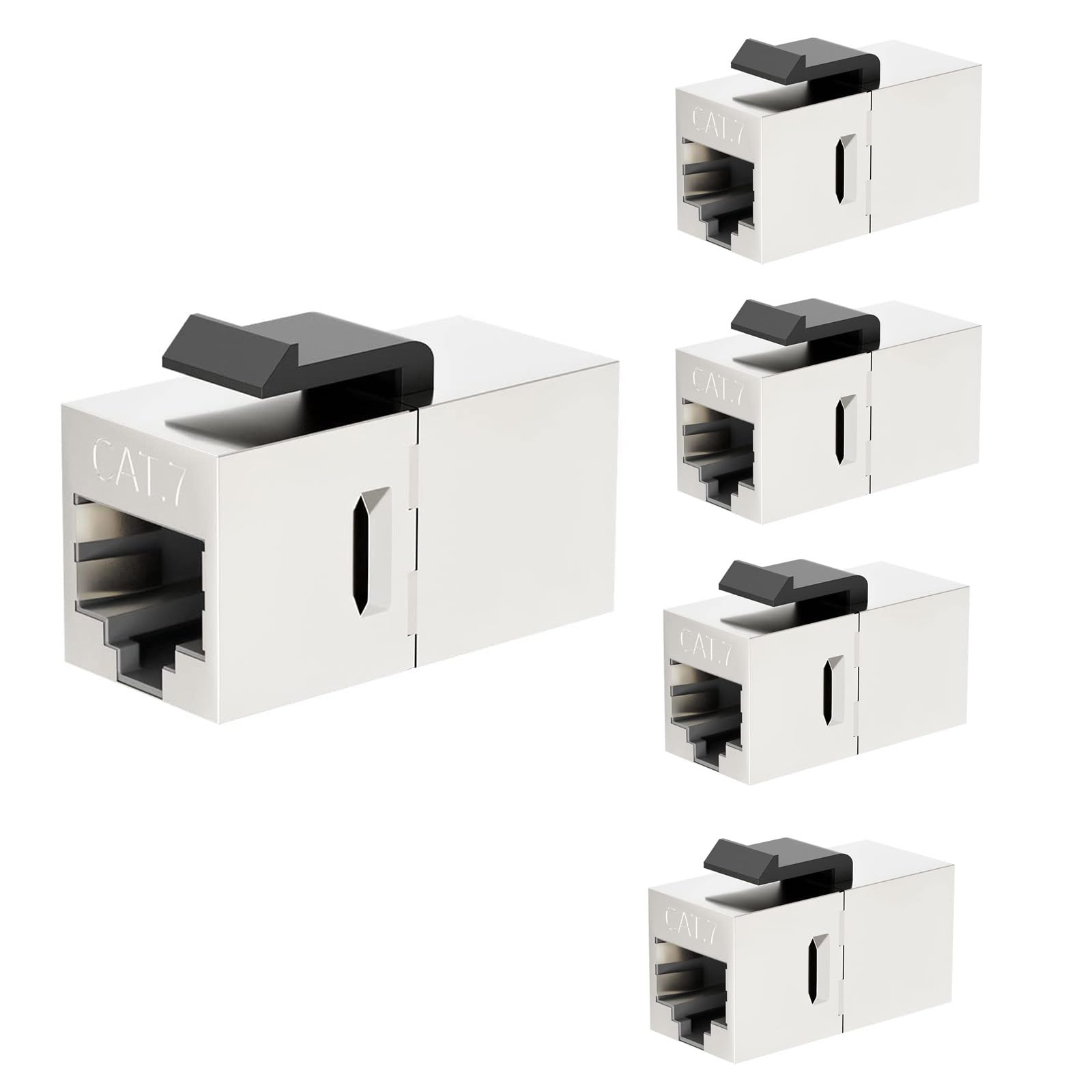 KASTWAVE CAT7 Coupler RJ45 Keystone Shielded Coupler, Ethernet Coupler, Female to Female Keystone Jack，STP Keystone Insert for Cat7/Cat6a/cat6/cat5e Cable (5 Pack)