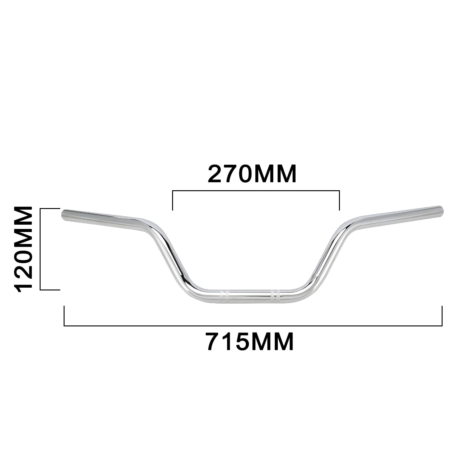 Guidon Moto 22 mm, pour XL 883 XL 1200 Cruiser Bobber -Chrome | Guidon Haut pour Custom Chopper Softail Dyna Tour Glide Road CG125