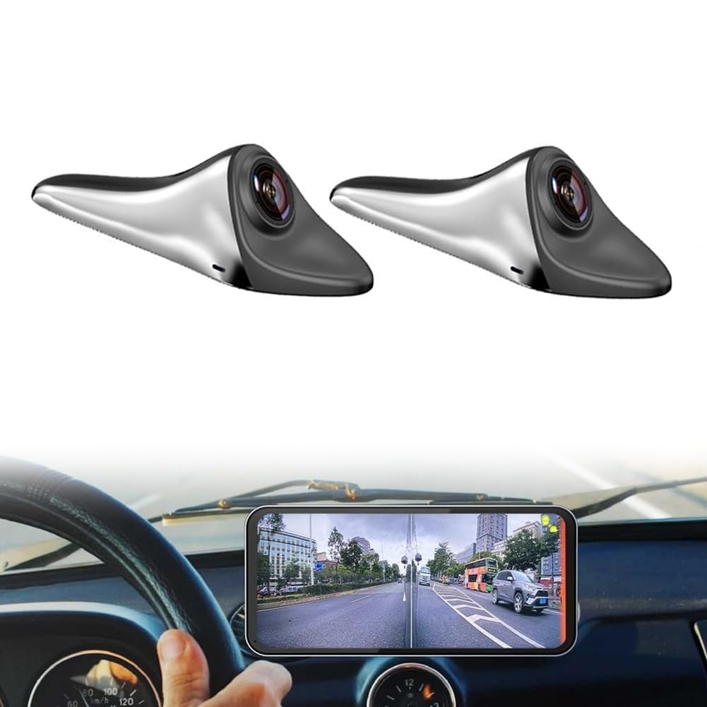 Dashcam da 6,25 pollici con telecamera laterale, punto cieco da 6,25 pollici | Display IPS da 6,25 pollici, grandangolo da 120°, luminosità automatica, per segnale ahd, alloggiamento in ABS nero