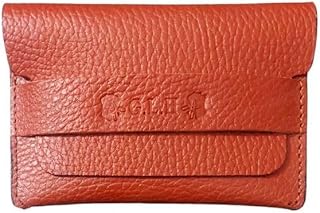 محفظة كروت جلد طبيعى فائقة الجودة انيقه بحزام تصلح كهديه قيمه خصيصا للاصدقاء، برتقالي، الرجال