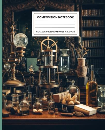 Composition Notebook College Ruled: Vintage Aesthetic Science Lab Tools Illustration. A notebook and journal for note taking, journaling, school, college and work. image 2