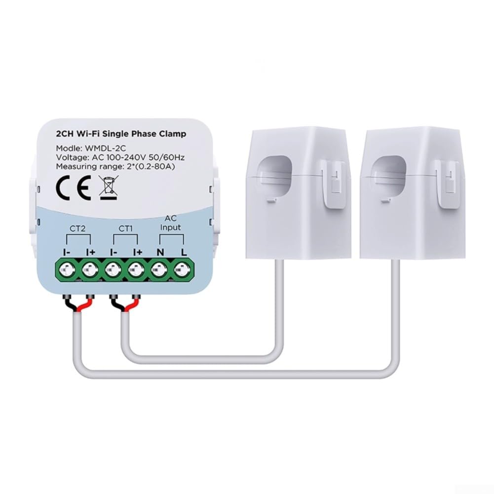 Compteur de puissance WiFi Tuya bidirectionnel double canal pour réseau électrique maison