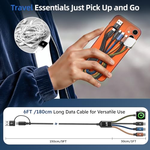 Image of Travel Essentials Triple USB C 4in2 Multi Charging Cable for iWatch Charger