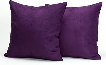 Newpoint Microsuede 16-Inch-by-16-Inch Feather and Down Filled Pillows, Purple, 2-Pack