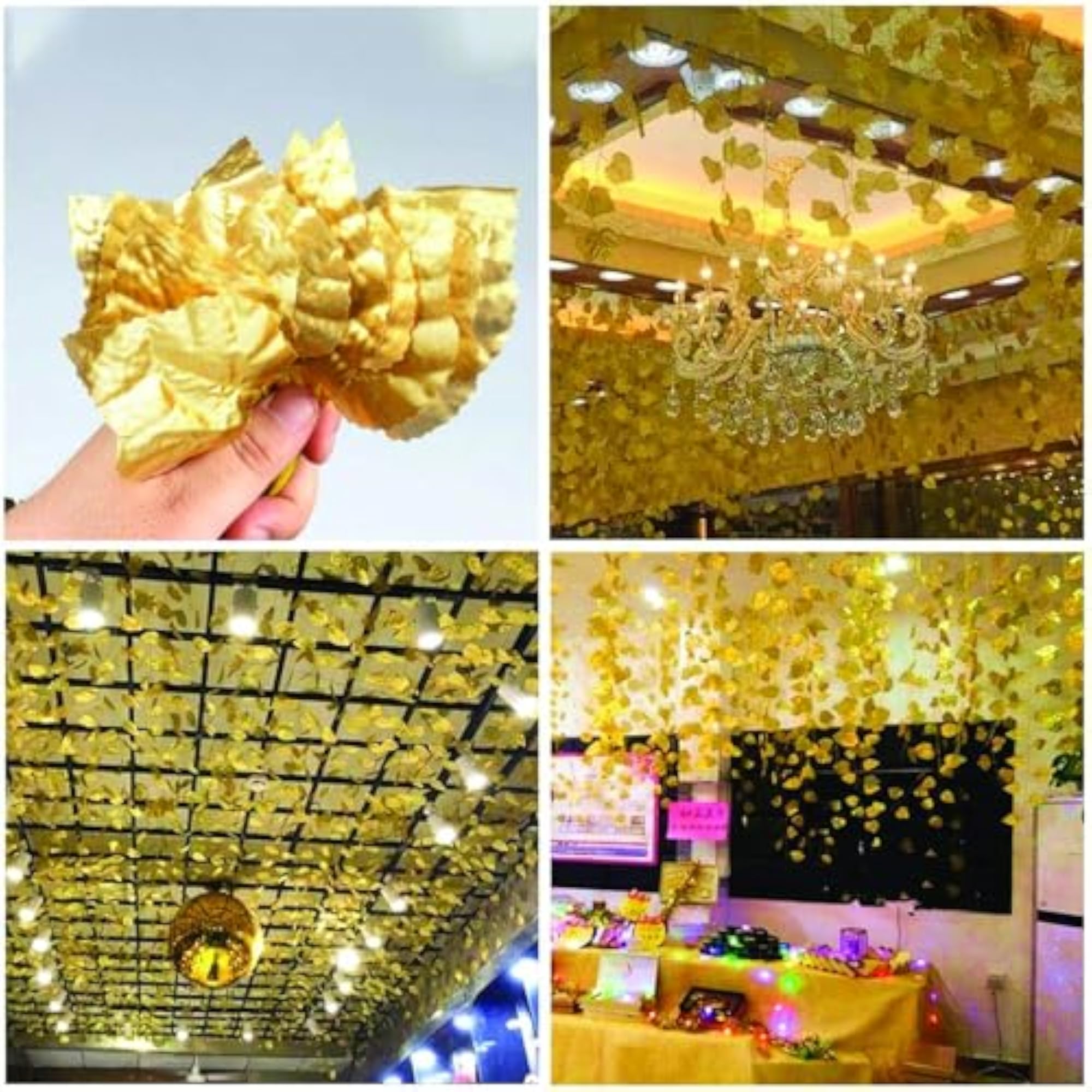 Pack of 6 Gold Color Wall Hanging Artificial Creeper Strings