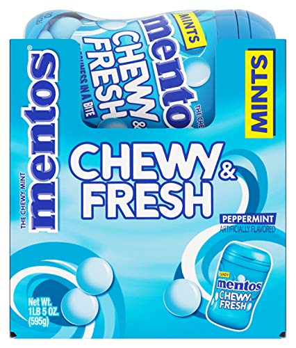 Mentos Candy, Chewy & Fresh Mints Bottles, Peppermint, 90 Count, Pack Of 6 #TOP1
