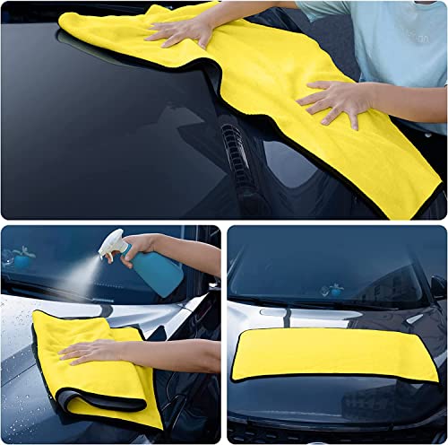 Image of Professional Premium Microfiber Towels for Household Cleaning Dual-Sided Car Washing and Detailing Towels Thick and Quick Drying Car Microfiber Cleaning Towel Auto Cloth (30*60 cm, Set of 3)