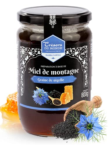 Miel de montagne et nigelle contre la fatigue pot verre 800gr