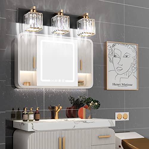 Image of Aipsun Crystal Vanity Light Bathroom Lighting Fixtures 3 Light Modern Vanity Lighting Fixtures (Exclude Bulb)