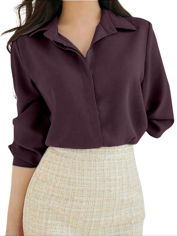 Image of Women's Regular Fit Korean Style Shirts | Stylish Western Shirt with Concealed Placket | Casual & Office Wear Shirt for Women