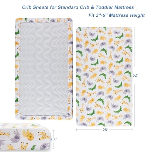 Image of TILLYOU Baby Crib Sheets for Boys Girls, Super Soft Toddler Bed Sheets, 2 Pack Sheets for Standard Crib Mattress 28x52in, African Steppe