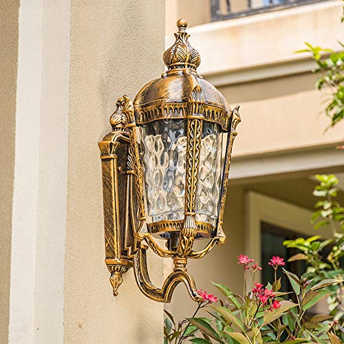 Lampe murale extérieure lanterne en verre IP55 bronze H-48cm