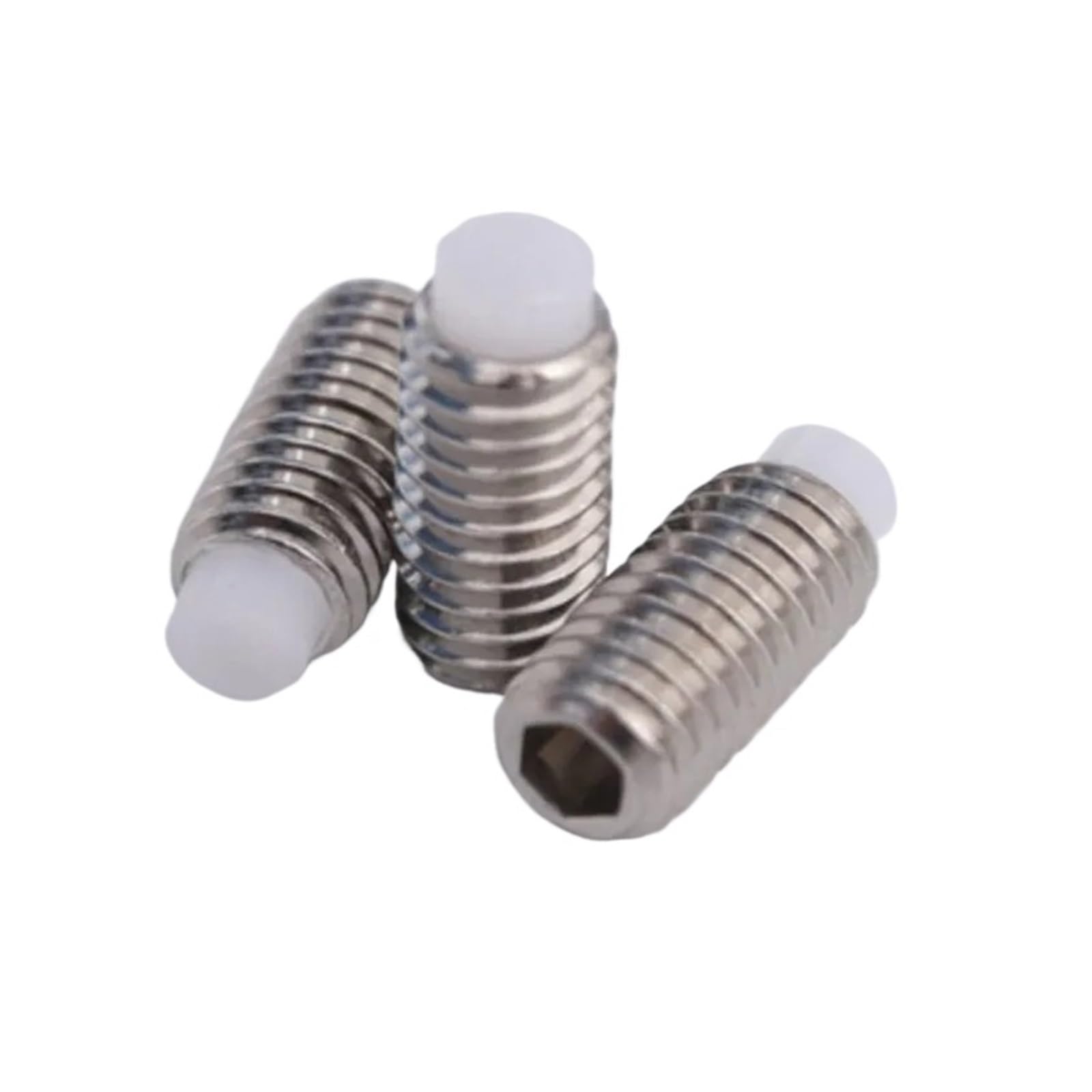 Tornillo prisionero con cabeza hexagonal de acero inoxidable 304, punta convexa, cabeza de nailon de plástico, M3, M4, M5, M6, M8, M10(M4X4mm 10PCS)