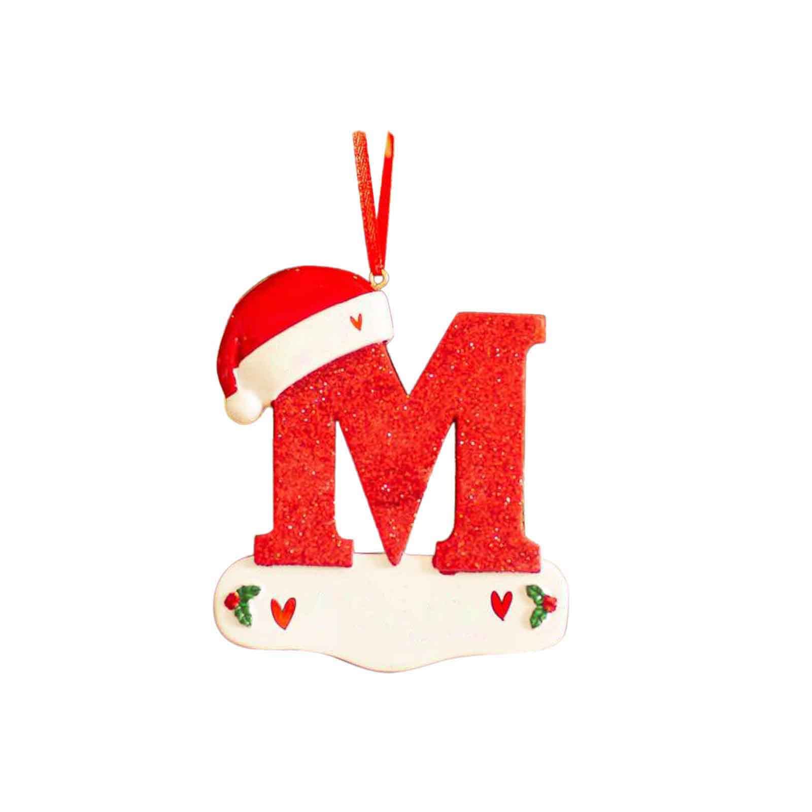Letras de decoración de Navidad, 26 adornos personalizados de Navidad, decoración personalizada de animales de coche oscilantes (rojo, 13, M)