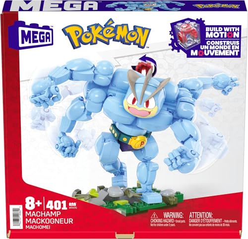 MEGA Pokémon Machomei - 399-teiliges Bauset zum erstellen Einer detailreichen Figur, 18 cm groß, boxt mit den Armen nach vorne, für Kinder ab 3 Jahren HTH70