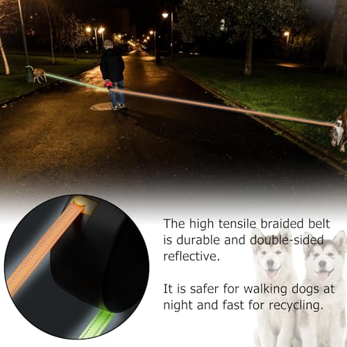 Doppelleine für 2 Hunde - Flexible Einziehbare Hundeleine Mit LED Licht, 3m, Ausziehbar Mit Bequemem Ergonomischem Griff, Rolleine (Rot)