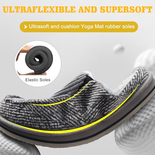 Image of ONCAI Mens Clog Slippers with Arch Support Stripe Faux Fur Cotton-Blend High-Density Memory Foam Warm House Slippers Slip-on Indoor Outdoor Rubber Sole Size 7-16