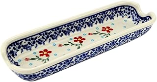 Polish Pottery Market Corn on the cob Dish Handmade by Zaklady Ceramiczne Boleslawiec Poland, Polish Stoneware Corn on the cob holder L 8.5", W 2.75", H 1.4"