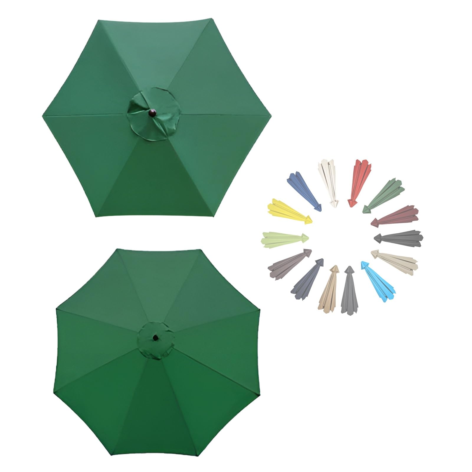 GZDXBF Replacement Canopy Top, Replacement Parasol Fabric Cover Anti-Ultraviolet Replacement Parasol Cover(Green,6 RIBS: 300CM/9.8FT)