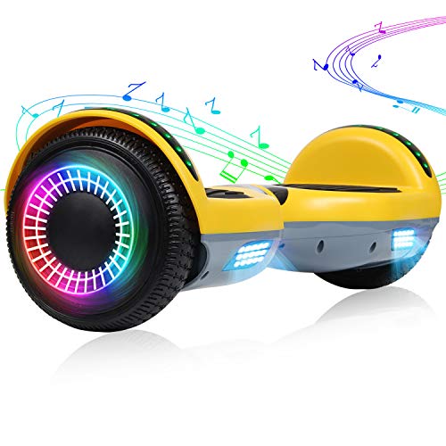 EPCTEK Hoverboard,6.5 Two-Wheel Self-Balancing Hover Board with Bluetooth Speakers and Fashion LED Lights for Kids and Adults(Yellow )