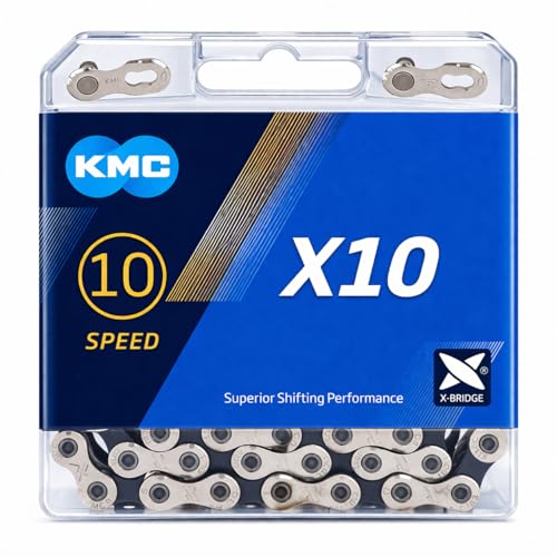KMC X10 10-Speed X-Series Bicycle Chain | Compatible with Shimano SRAM Campagnolo and All Major Systems | Grey