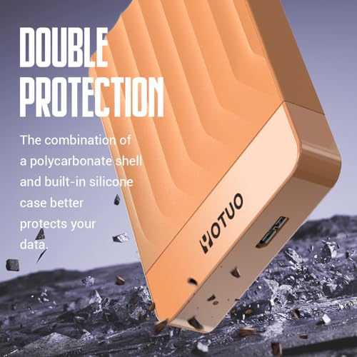 Image of YOTUO 1TB External Hard Drive, Portable Storage Expansion HDD, USB 3.0 & USB-C for PC, Mac, Desktop, Laptop, Smartphone, PS4, Xbox One, Xbox 360, Office & Game, Orange